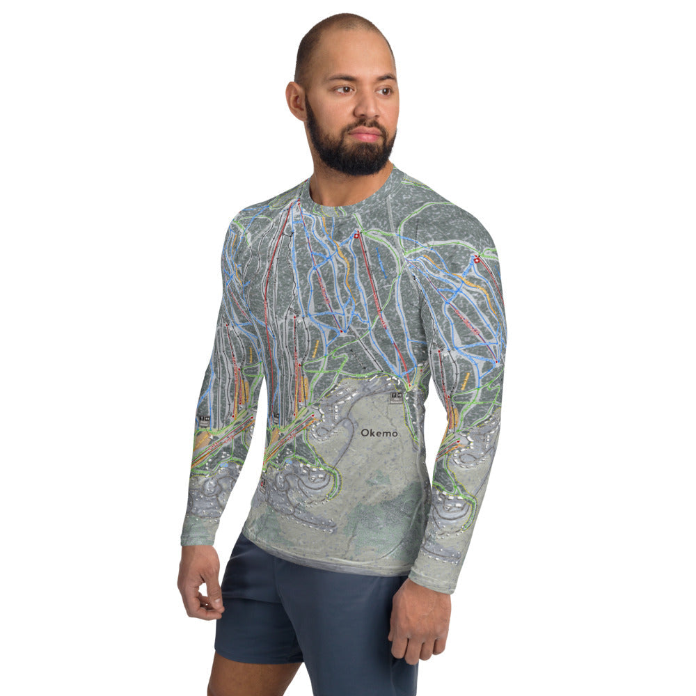 Okemo, Vermont Ski Trail Map Men's Base Layer Top - Powderaddicts