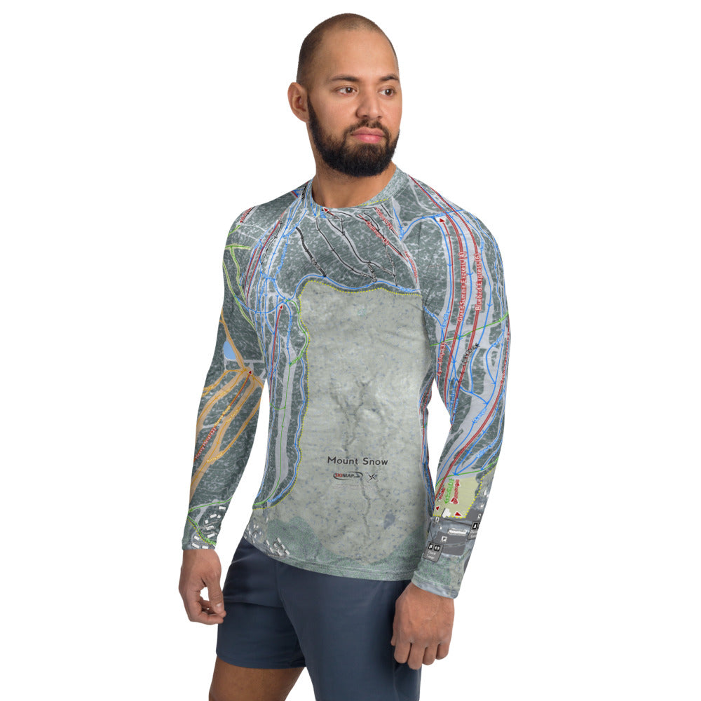 Mount Snow, Vermont Ski Trail Map Men's Base Layer Top - Powderaddicts