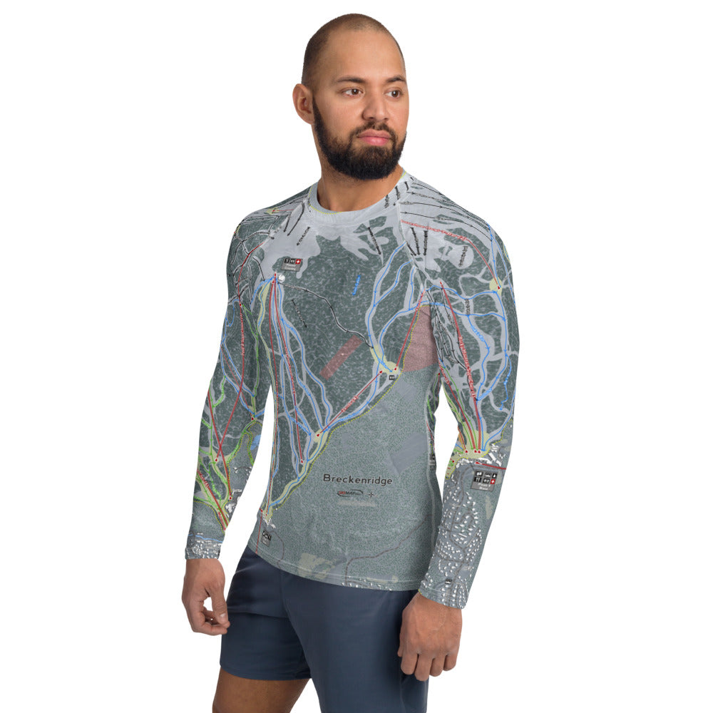 Breckenridge, Colorado Ski Trail Map Men's Base Layer Top - Powderaddicts