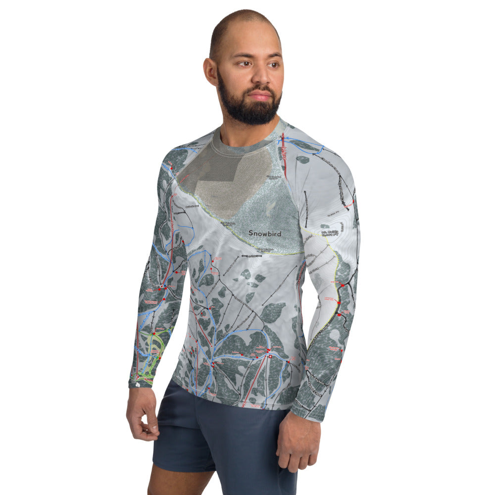 Snowbird, Utah Ski Trail Map Men's Base Layer Top - Powderaddicts