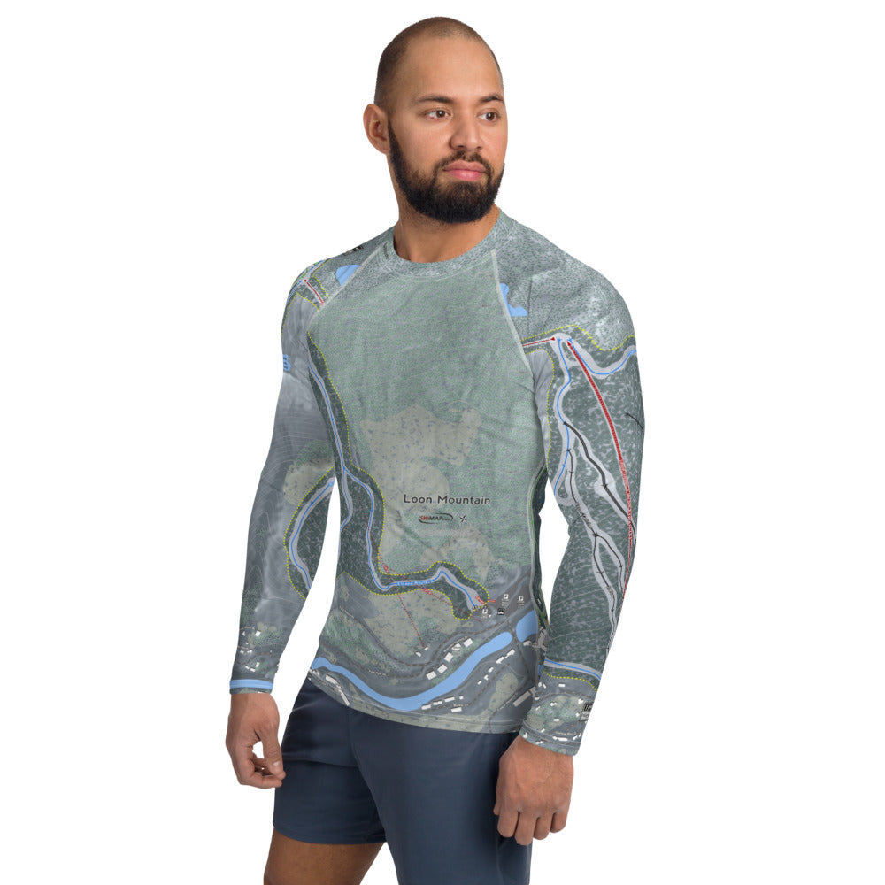 Loon Mountain, New Hampshire Ski Trail Map Men's Base Layer Top - Powderaddicts