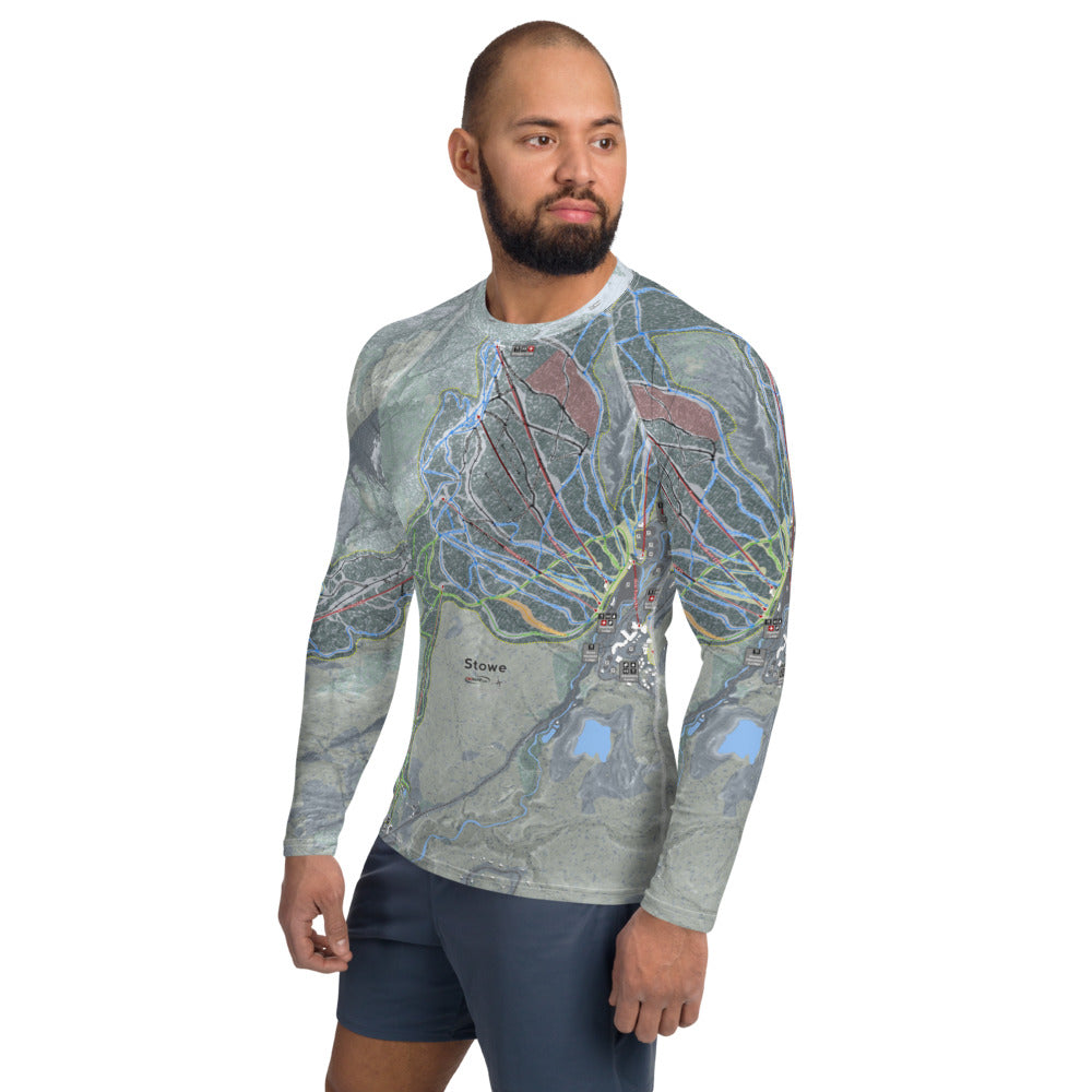 Stowe, Vermont Ski Trail Map Men's Base Layer Top - Powderaddicts