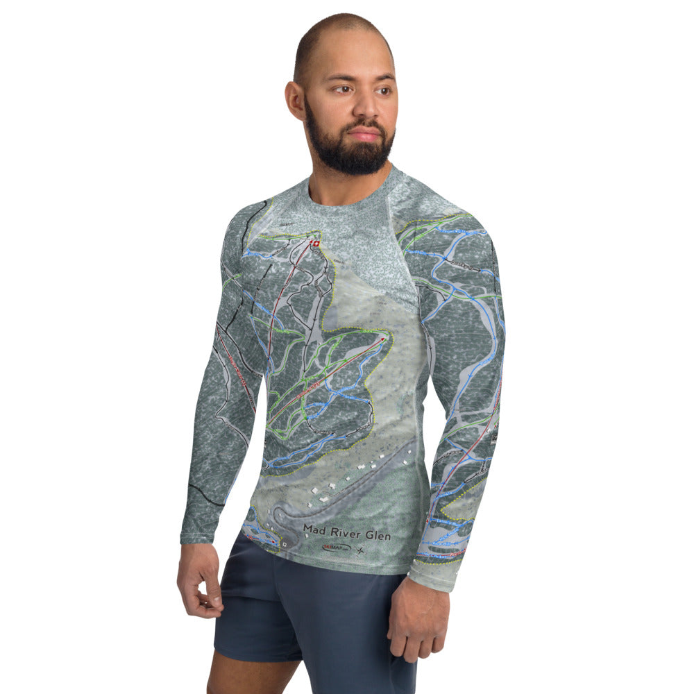 Mad River Glen, Vermont Ski Trail Map Men's Base Layer Top - Powderaddicts