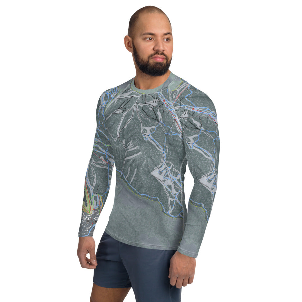 Panorama, British Columbia Ski Trail Map Men's Base Layer Top - Powderaddicts