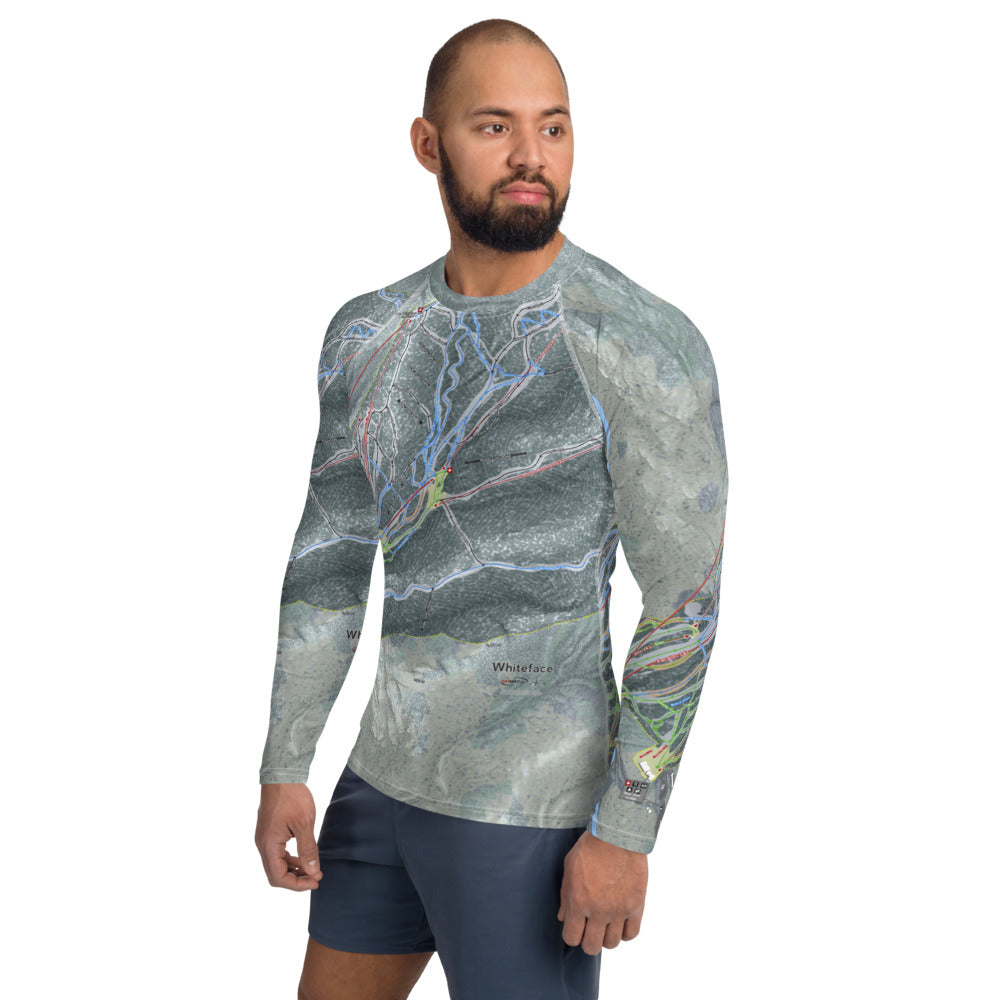 Whiteface, New York Ski Trail Map Men's Base Layer Top - Powderaddicts