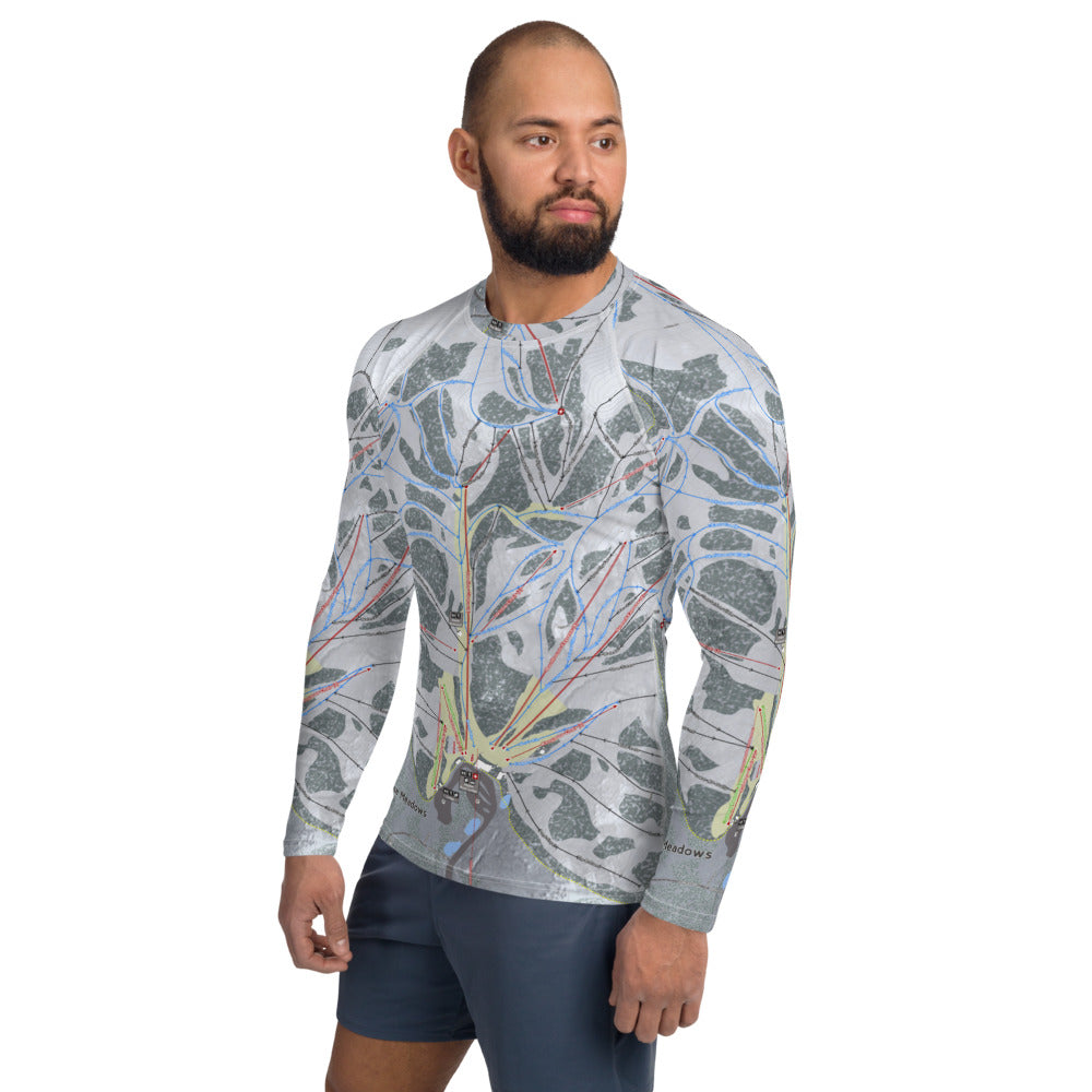 Alpine Meadows, California Ski Trail Map Men's Base Layer Top - Powderaddicts