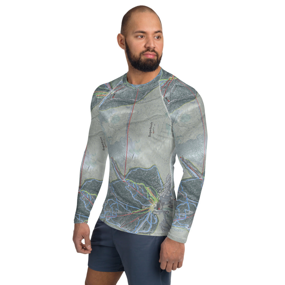 Sugarbush, Vermont Ski Trail Map Men's Base Layer Top - Powderaddicts