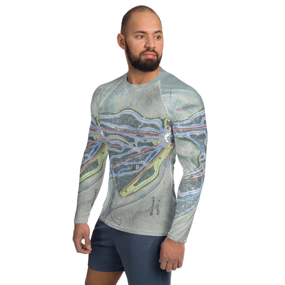 Wachusett, Massachusetts Ski Trail Map Men's Base Layer Top - Powderaddicts