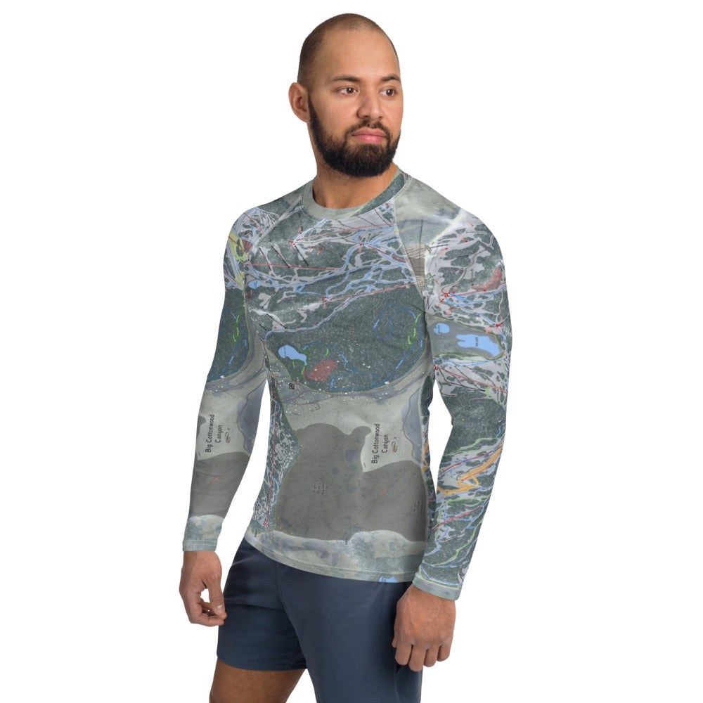 Big Cottonwood Canyon, Utah Ski Trail Map Men's Base Layer Top - Powderaddicts