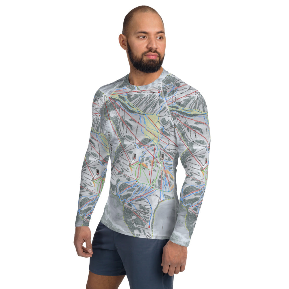 Squaw Valley, California Ski Trail Map Men's Base Layer Top - Powderaddicts