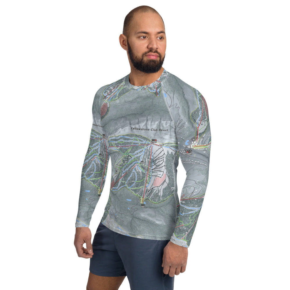 Yellowstone Club, Montana Ski Trail Map Men's Base Layer Top - Powderaddicts