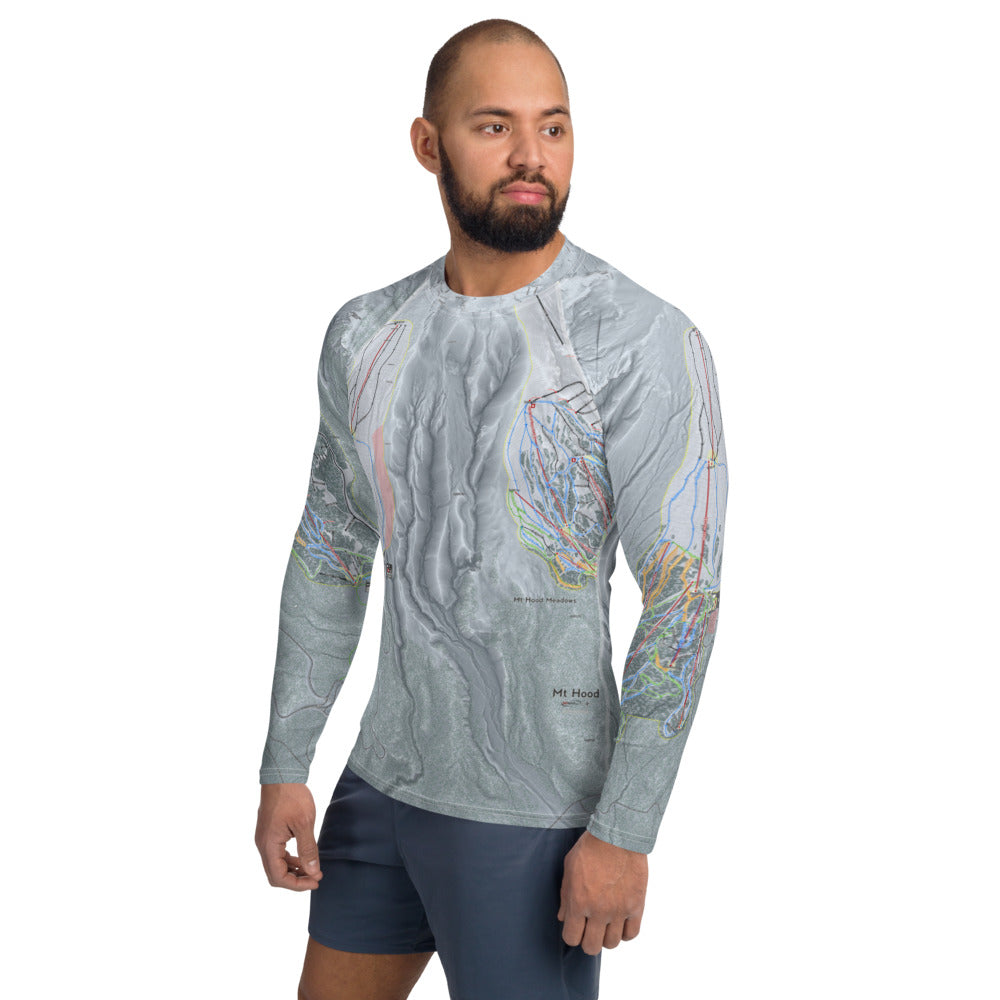 Mt. Hood Meadows, Oregon Ski Trail Map Men's Base Layer Top - Powderaddicts