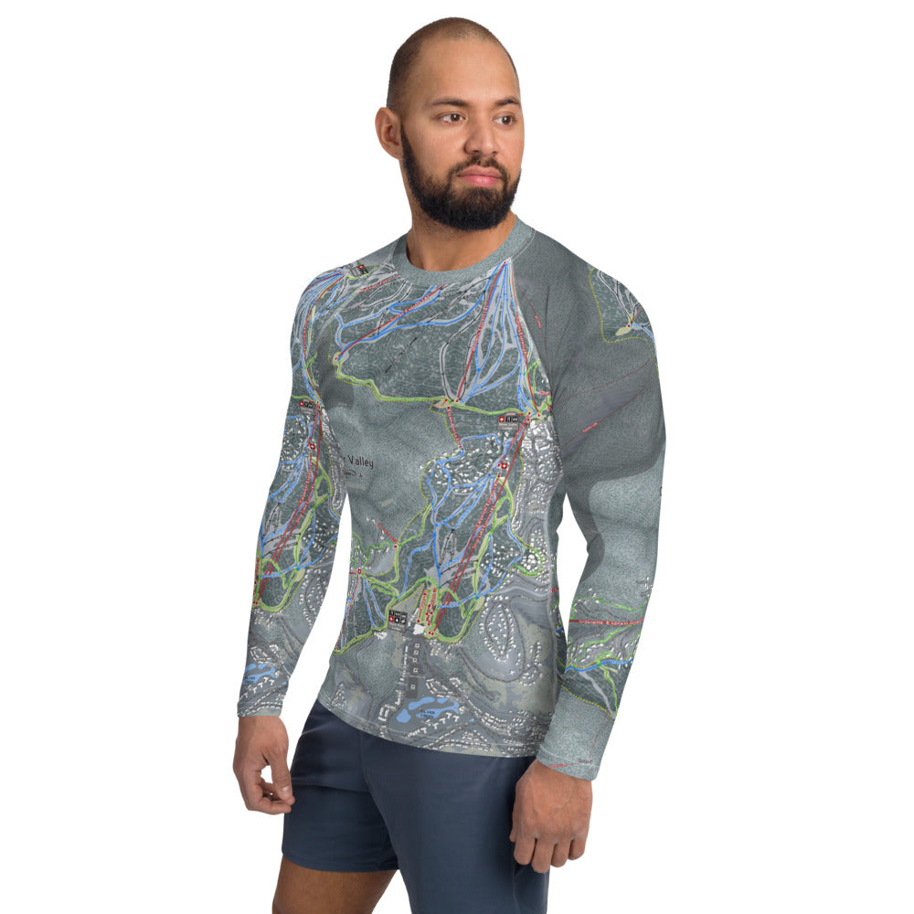 Deer Valley, Utah Ski Trail Map Men's Base Layer Top - Powderaddicts