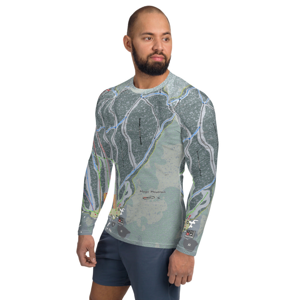 Magic Mountain, Vermont Ski Trail Map Men's Base Layer Top - Powderaddicts