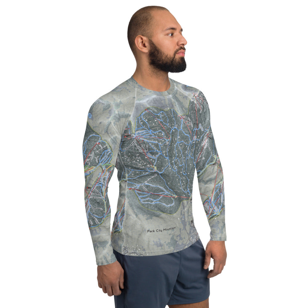 Park City, Utah Ski Trail Map Men's Base Layer Top - Powderaddicts