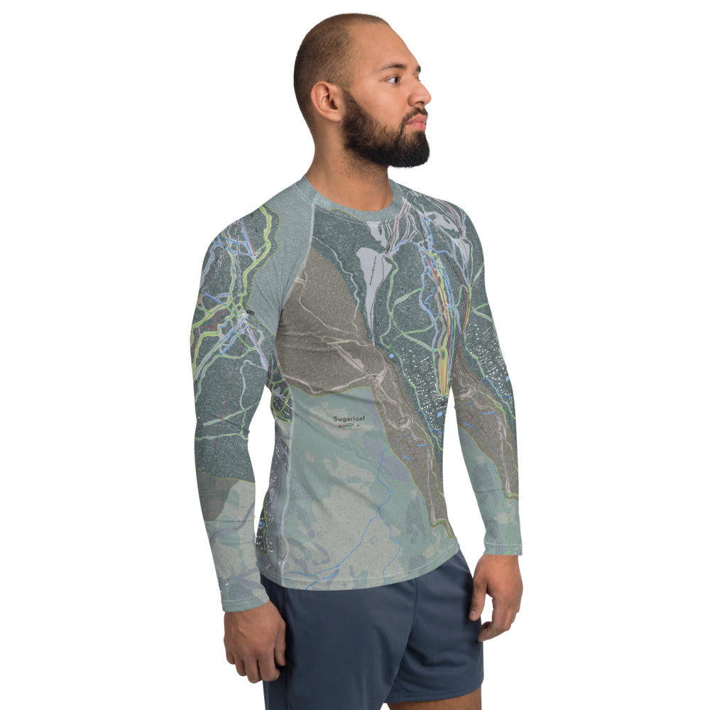 Sugarloaf, Maine Ski Trail Map Men's Base Layer Top - Powderaddicts