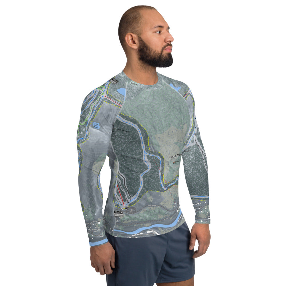 Loon Mountain, New Hampshire Ski Trail Map Men's Base Layer Top - Powderaddicts