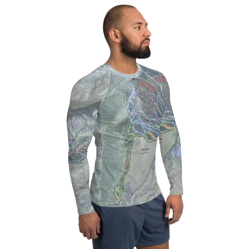 Stowe, Vermont Ski Trail Map Men's Base Layer Top - Powderaddicts