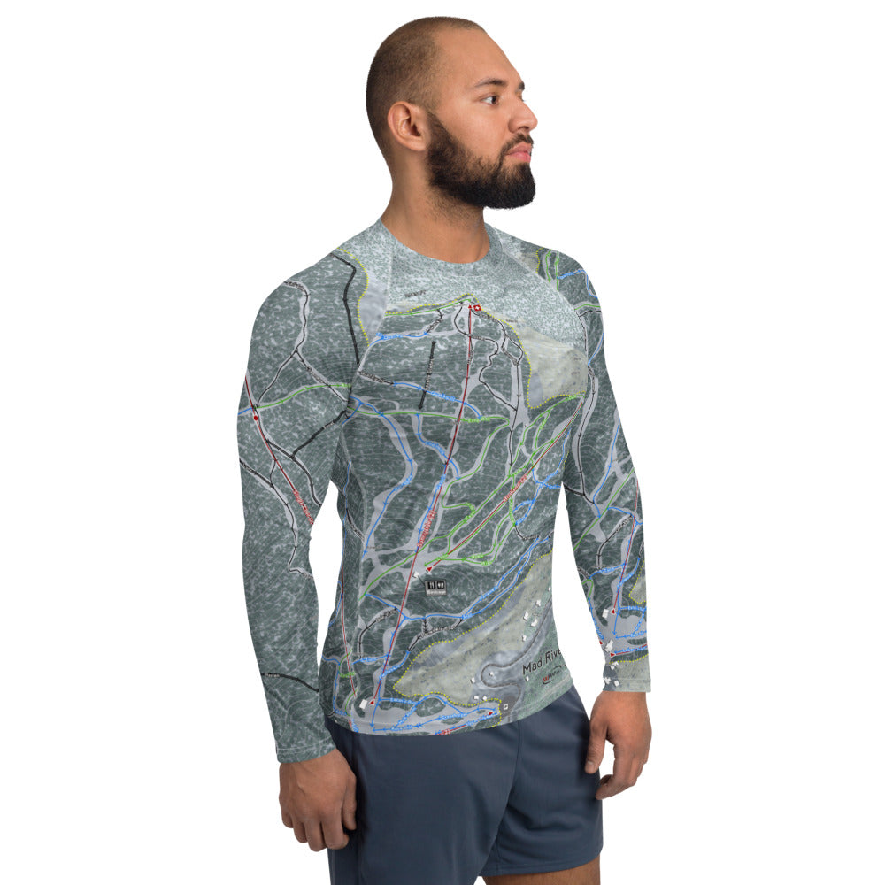 Mad River Glen, Vermont Ski Trail Map Men's Base Layer Top - Powderaddicts