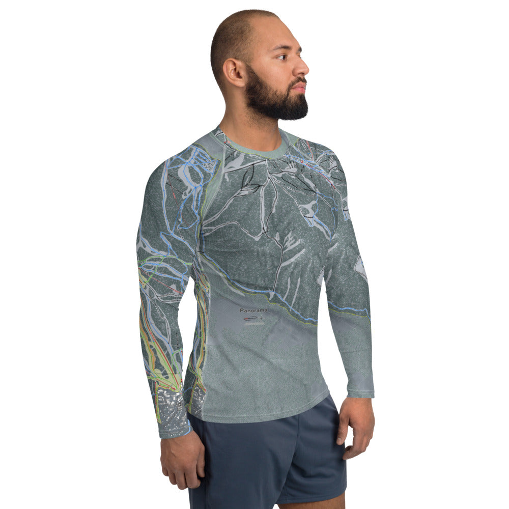 Panorama, British Columbia Ski Trail Map Men's Base Layer Top - Powderaddicts