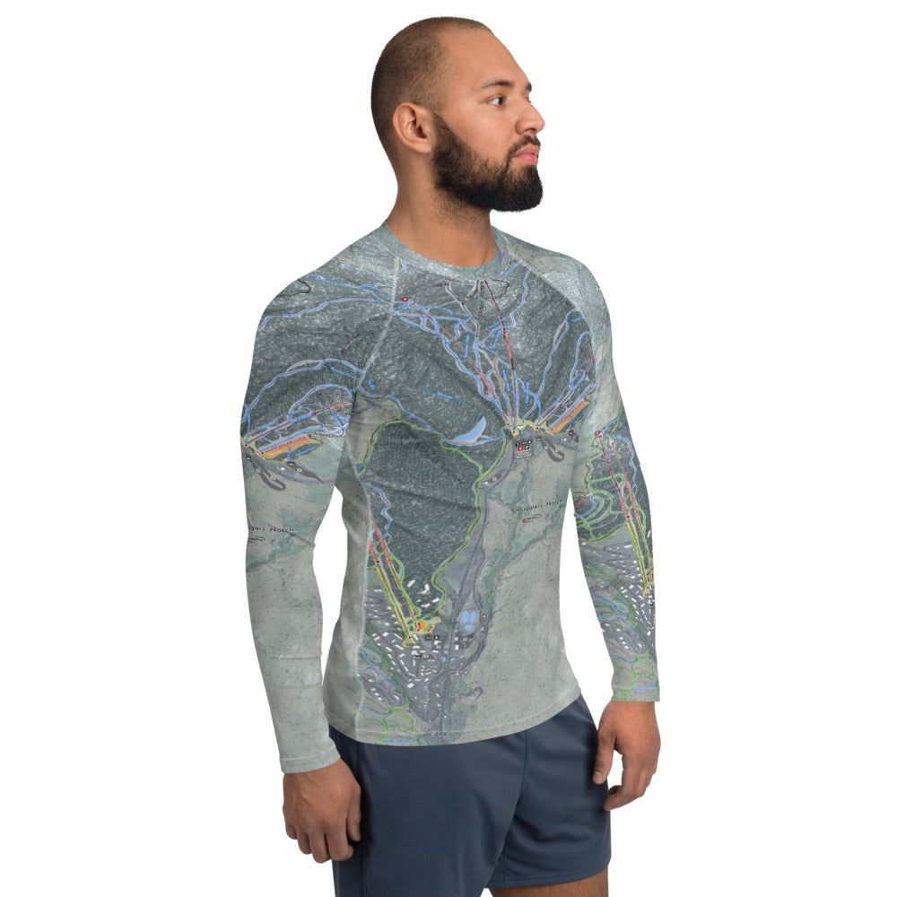 Smuggler's Notch, Vermont Ski Trail Map Men's Base Layer Top - Powderaddicts