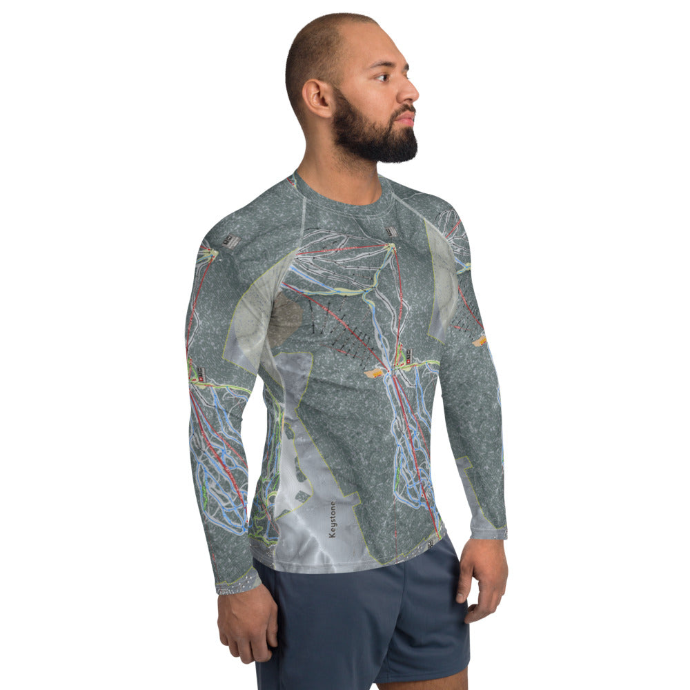 Keystone, Colorado Ski Trail Map Men's Base Layer Top - Powderaddicts