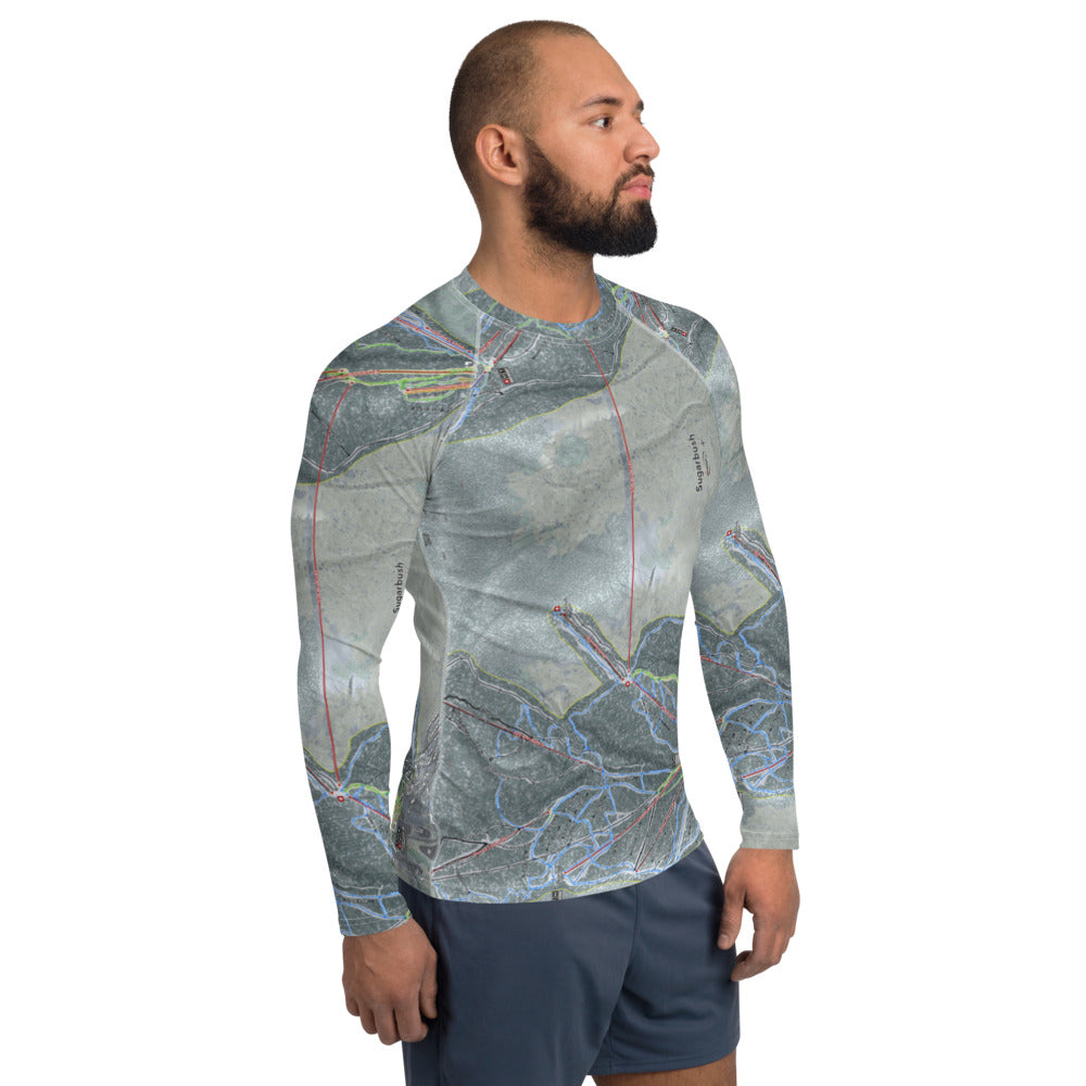 Sugarbush, Vermont Ski Trail Map Men's Base Layer Top - Powderaddicts