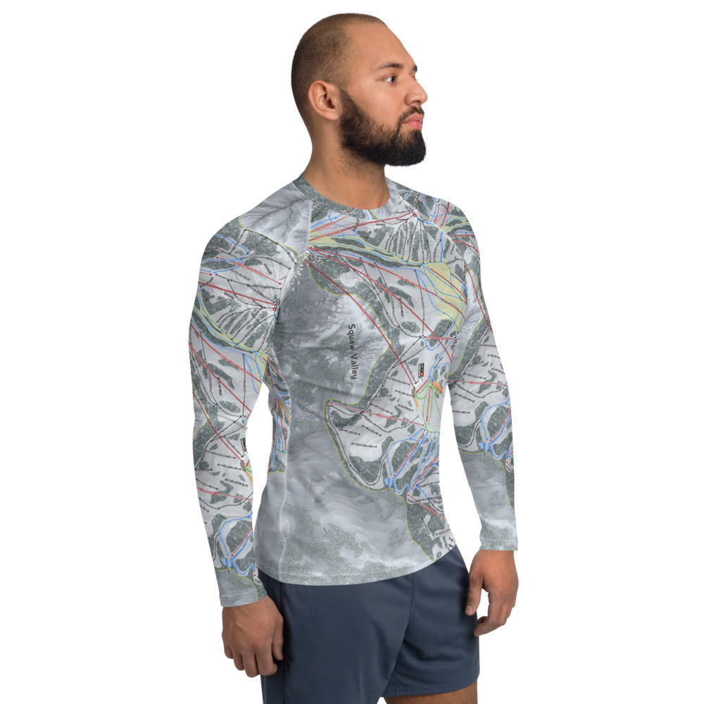 Squaw Valley, California Ski Trail Map Men's Base Layer Top - Powderaddicts