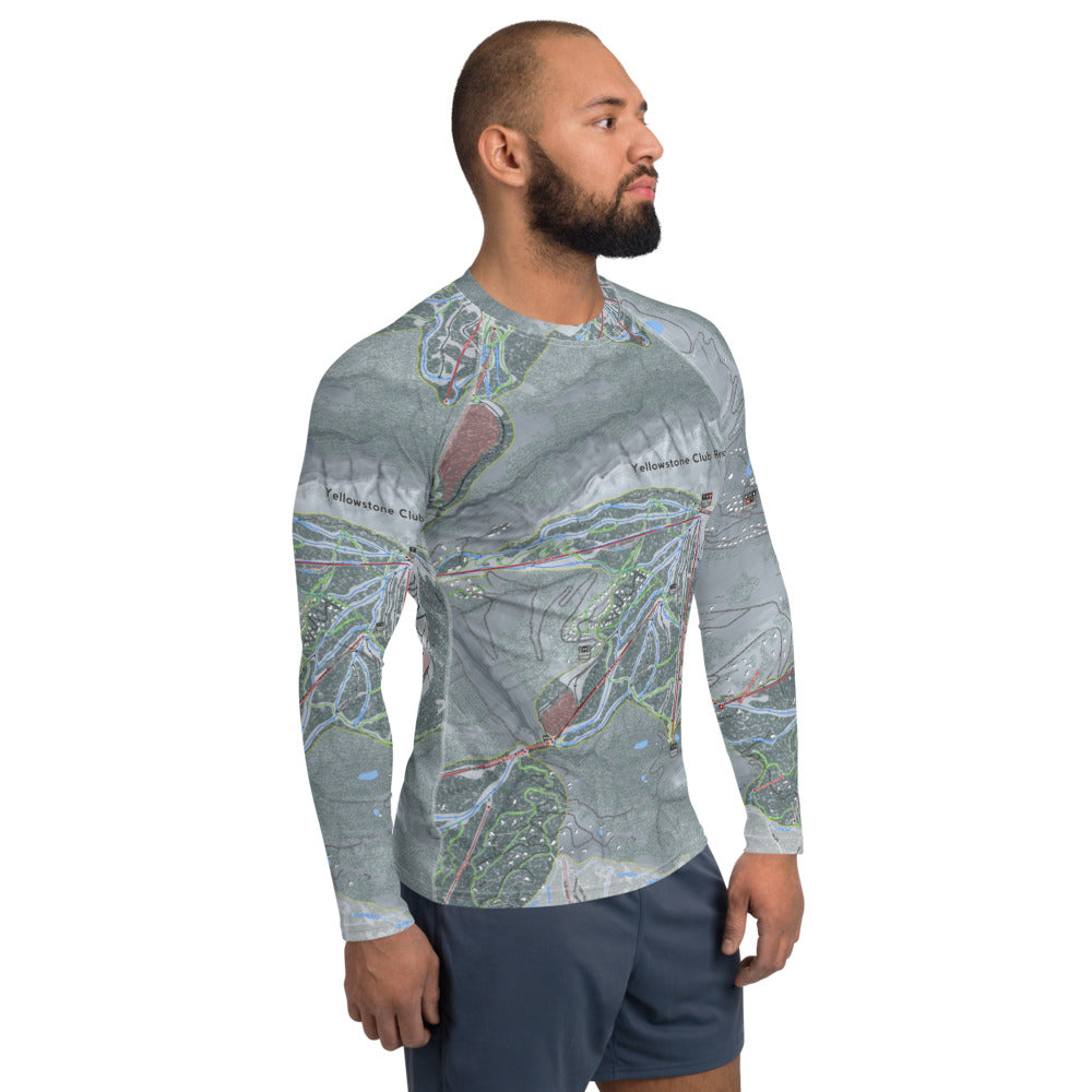 Yellowstone Club, Montana Ski Trail Map Men's Base Layer Top - Powderaddicts