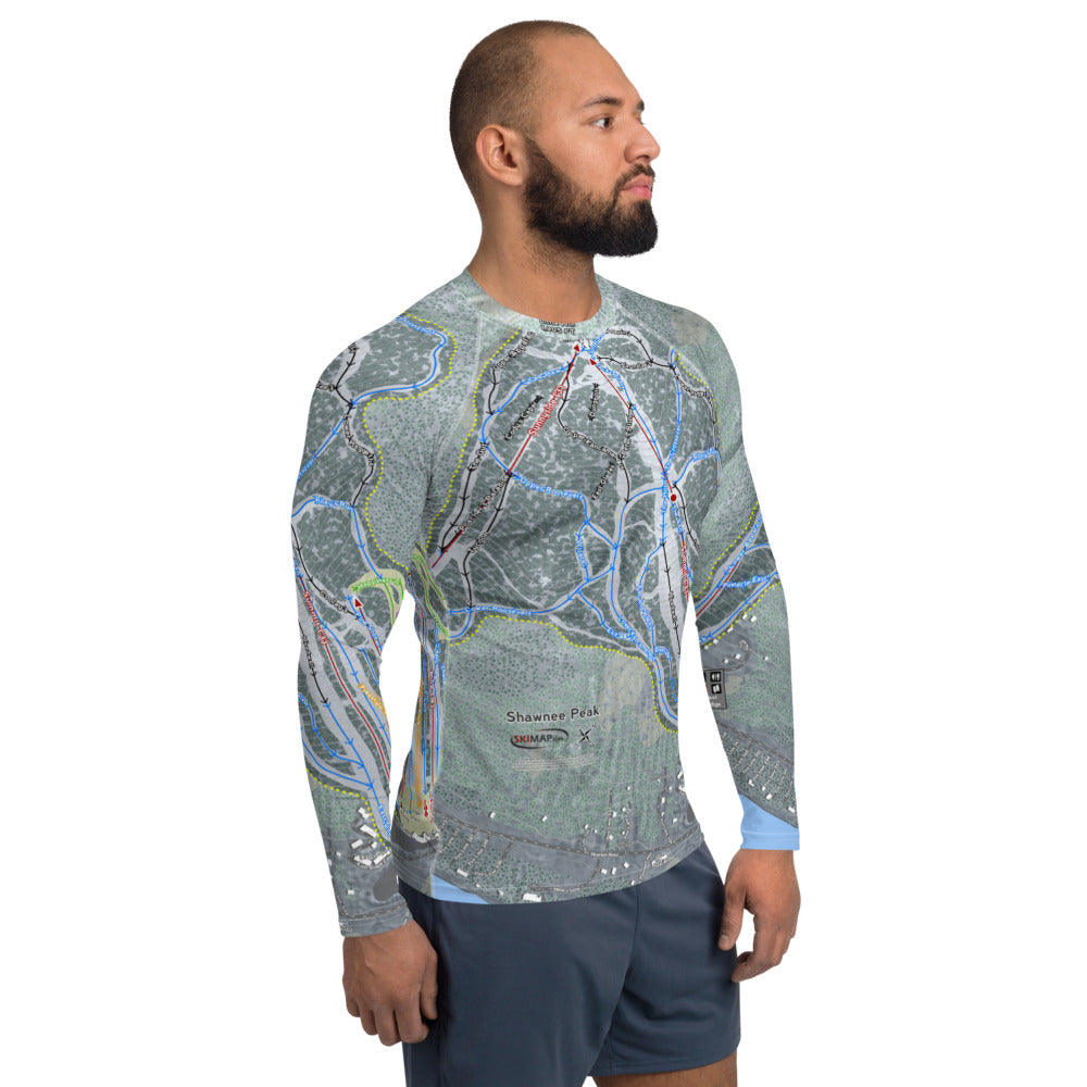 Shawnee Peak, Maine Ski Trail Map Men's Base Layer Top - Powderaddicts