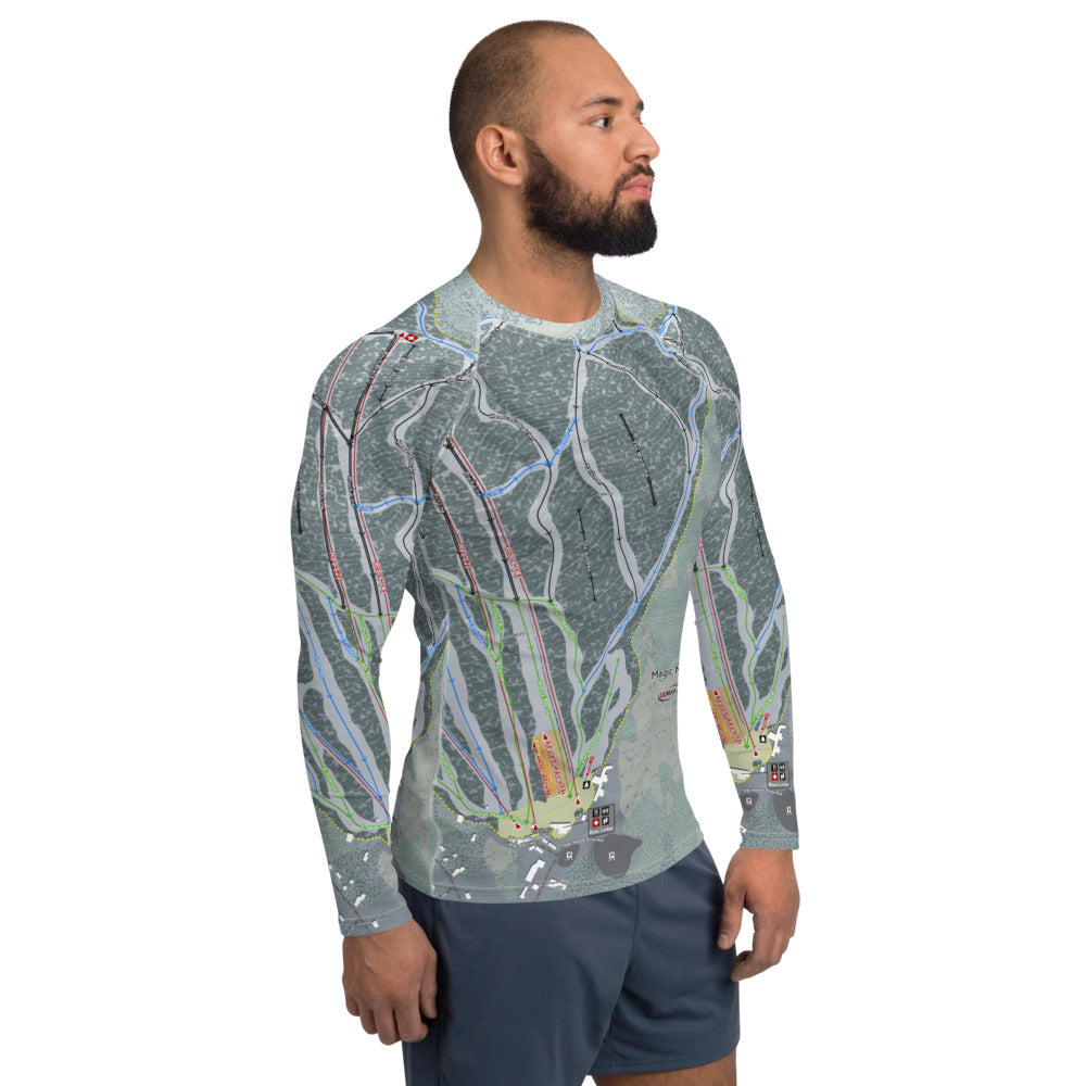 Magic Mountain, Vermont Ski Trail Map Men's Base Layer Top - Powderaddicts