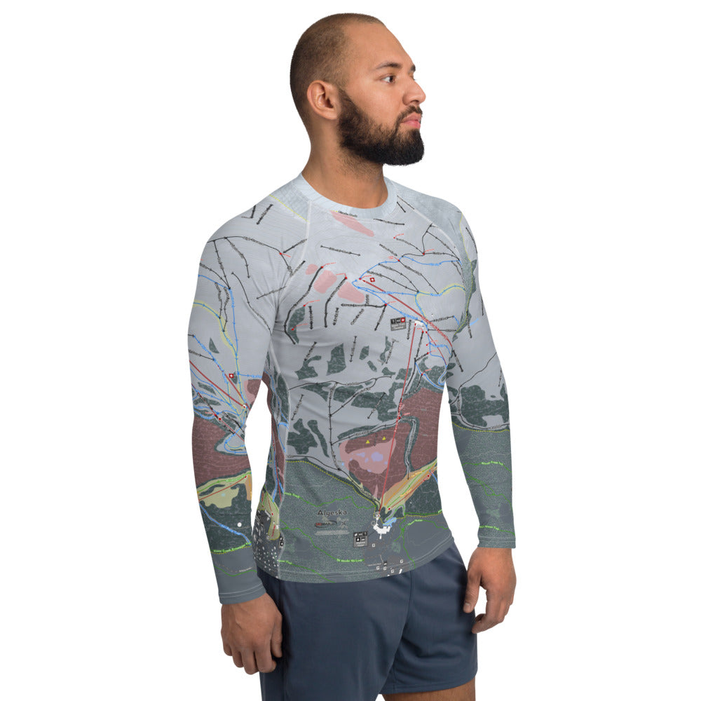 Alyeska, Alaska Ski Trail Map Men's Base Layer Top - Powderaddicts