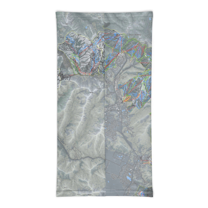 One Wasatch, Utah Ski Trail Map Printed Neck Gaiter - Powderaddicts