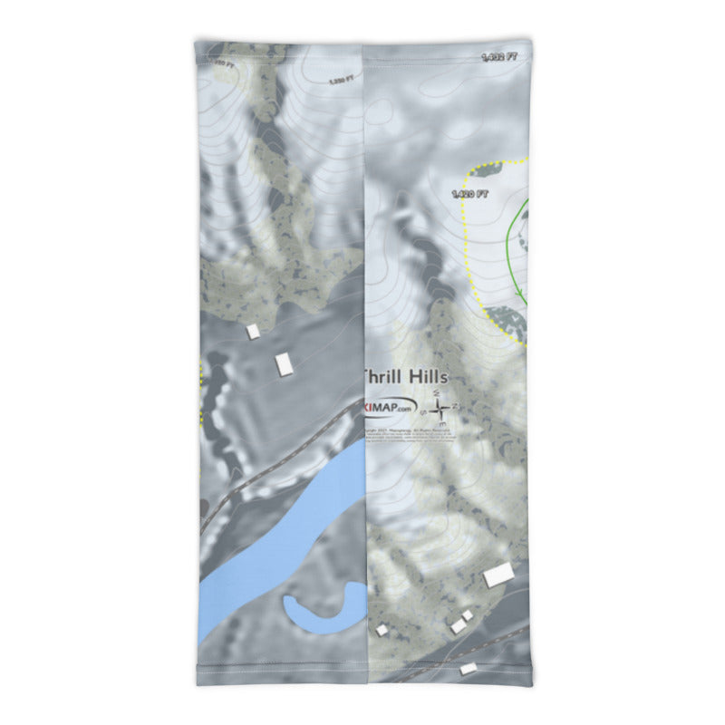 Thrill Hills, North Dakota Ski Trail Map Printed Neck Gaiter - Powderaddicts