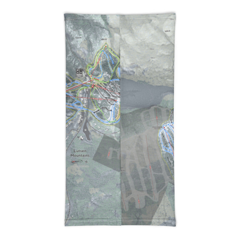 Lutsen Mountains, Minnesota Ski Trail Map Printed Neck Gaiter - Powderaddicts