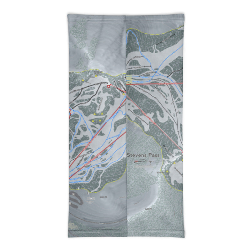 Stevens Pass, Washington Ski Trail Map Printed Neck Gaiter - Powderaddicts