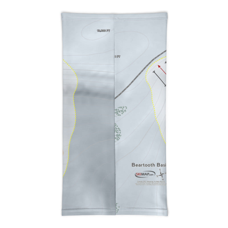 Beartooth Basin, Wyoming Ski Trail Map Printed Neck Gaiter - Powderaddicts