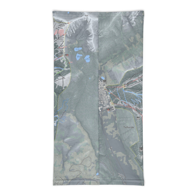 Telluride, Colorado Ski Trail Map Printed Neck Gaiter - Powderaddicts