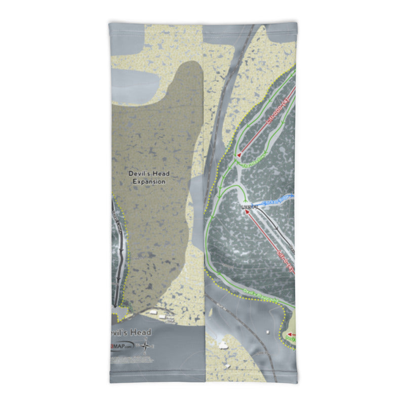 Devil's Head, Wisconsin Ski Trail Map Printed Neck Gaiter - Powderaddicts