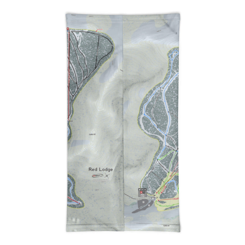 Red Lodge, Montana Ski Trail Map Printed Neck Gaiter - Powderaddicts