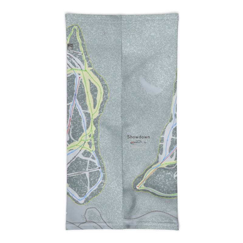 Showdown, Montana Ski Trail Map Printed Neck Gaiter - Powderaddicts