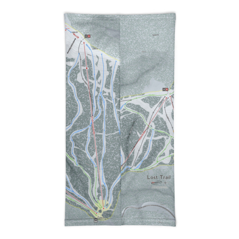 Lost Trail, Montana Ski Trail Map Printed Neck Gaiter - Powderaddicts