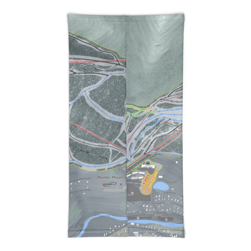 Hunter Mountain, New York Ski Trail Map Printed Neck Gaiter - Powderaddicts