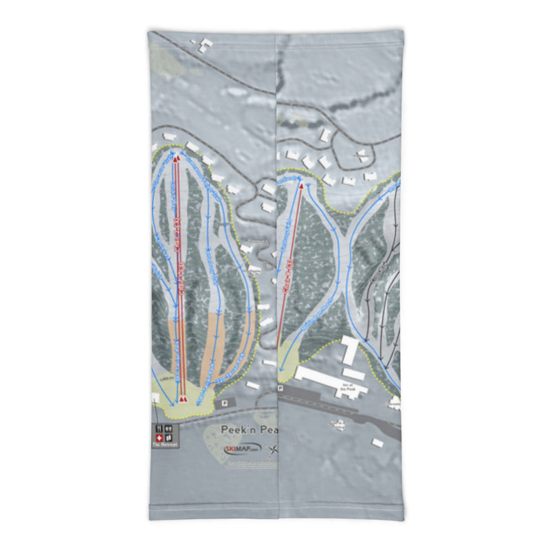 Peekn Peek, New York Ski Trail Map Printed Neck Gaiter - Powderaddicts