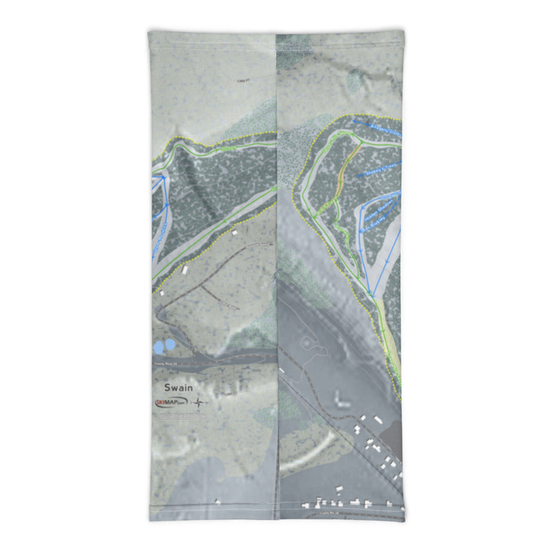 Swain, New York Ski Trail Map Printed Neck Gaiter - Powderaddicts