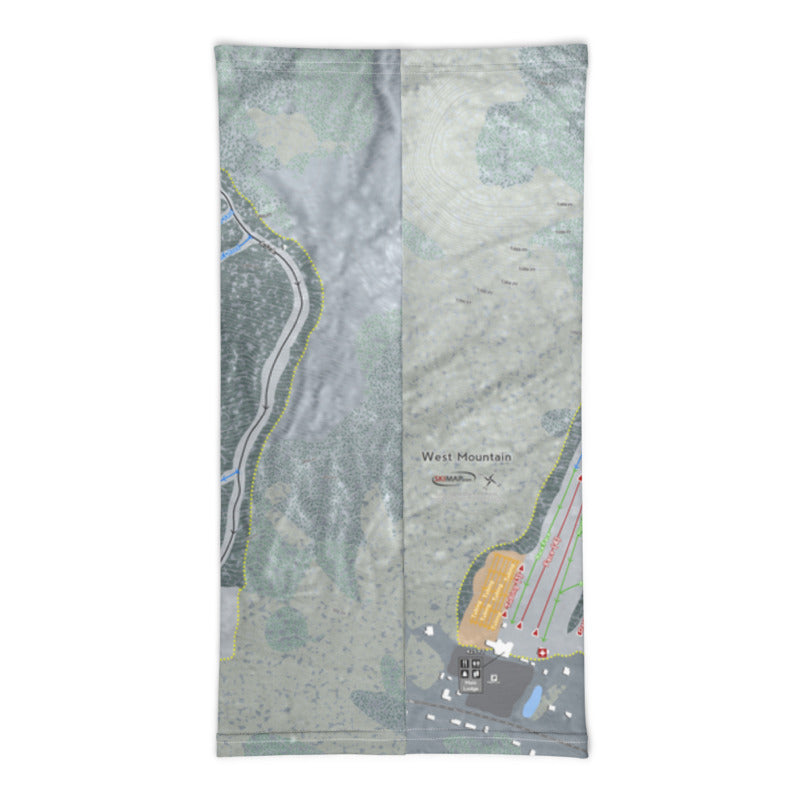 West Mountain, New York Ski Trail Map Printed Neck Gaiter - Powderaddicts