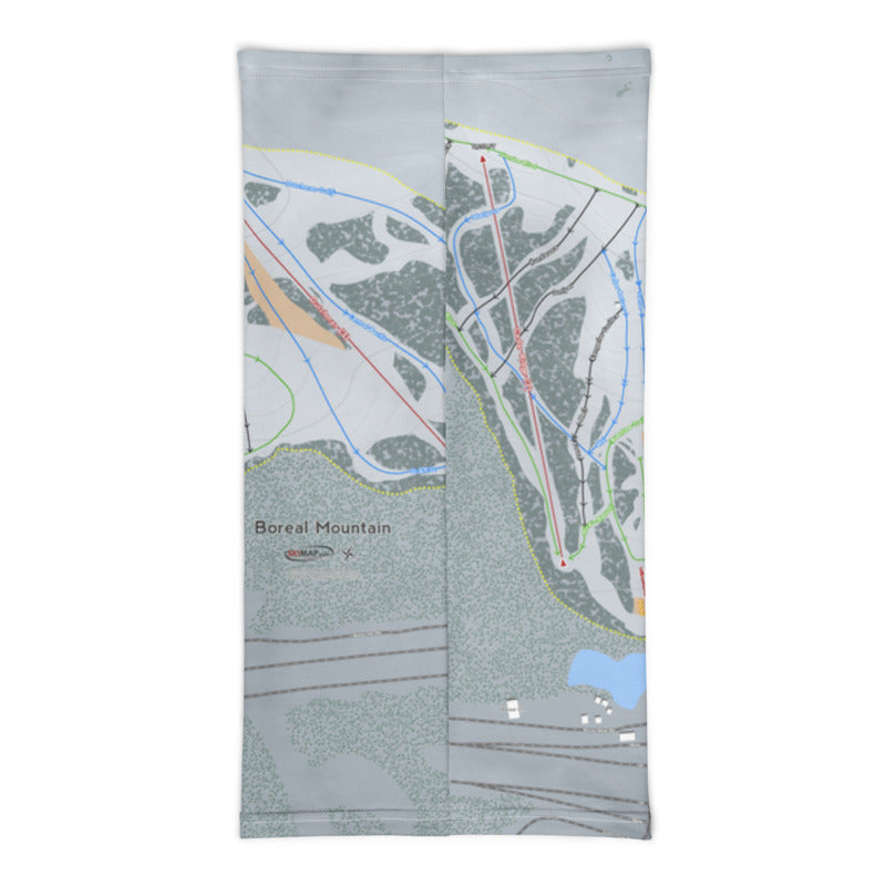 Boreal Mountain, California Ski Trail Map Printed Neck Gaiter - Powderaddicts