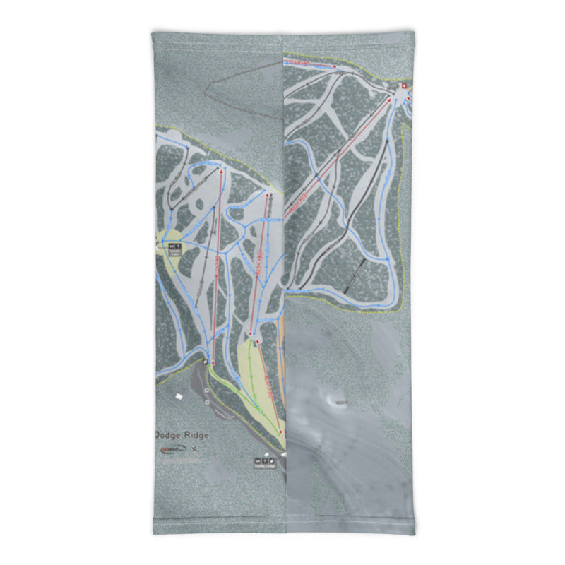 Dodge Ridge, California Ski Trail Map Printed Neck Gaiter - Powderaddicts