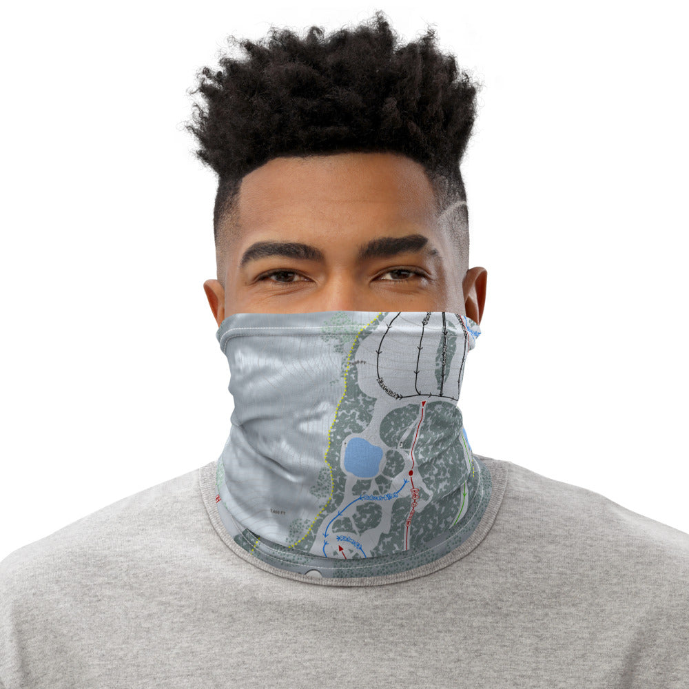 Snow Valley, California Ski Trail Map Printed Neck Gaiter - Powderaddicts