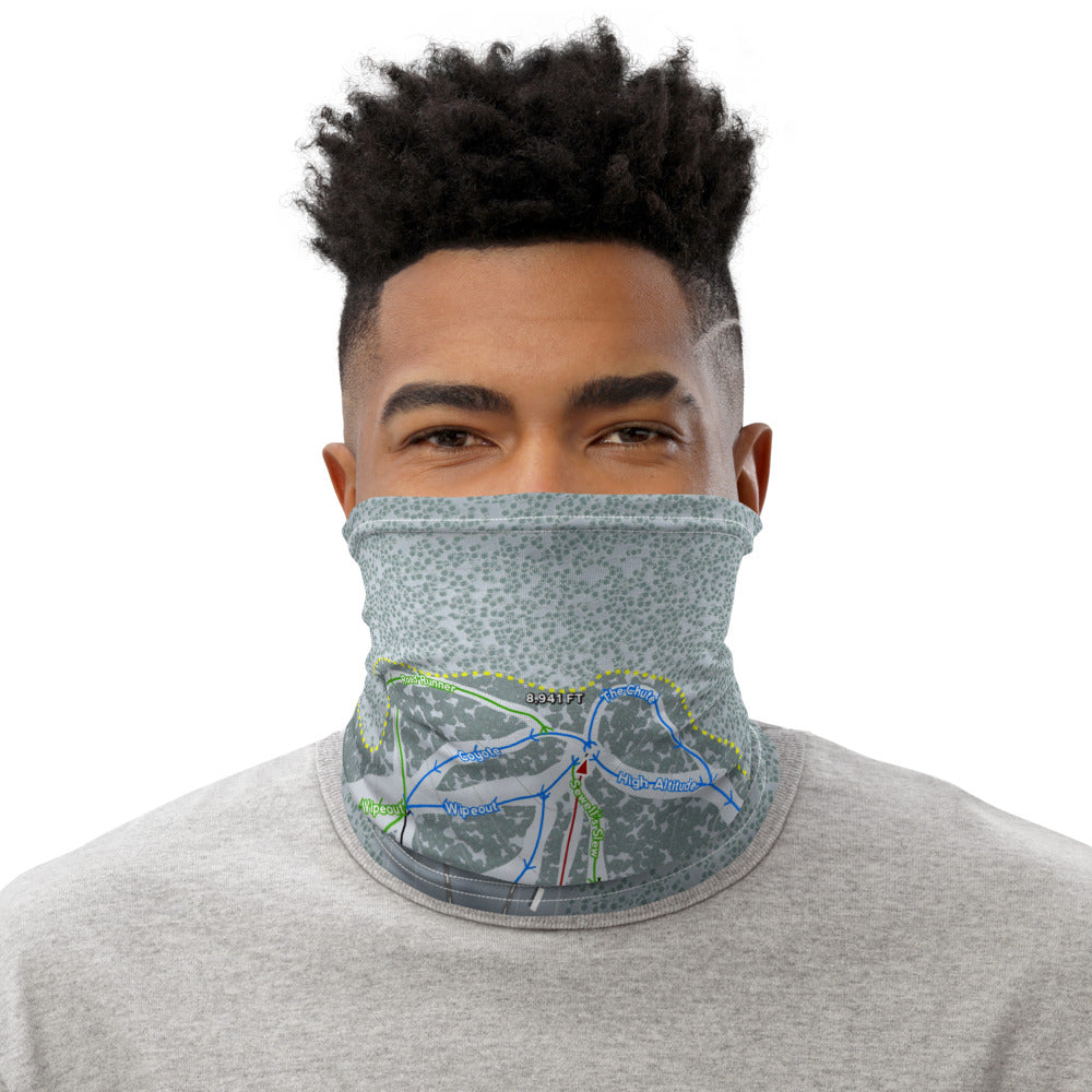 Ski Cloudcroft, New Mexico Ski Trail Map Printed Neck Gaiter - Powderaddicts